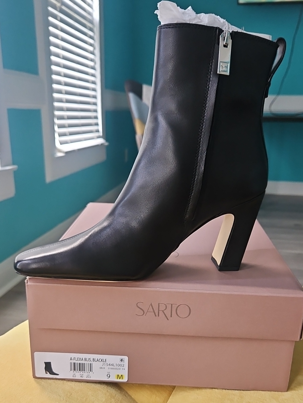 Black Leather Ankle Boot - Women's